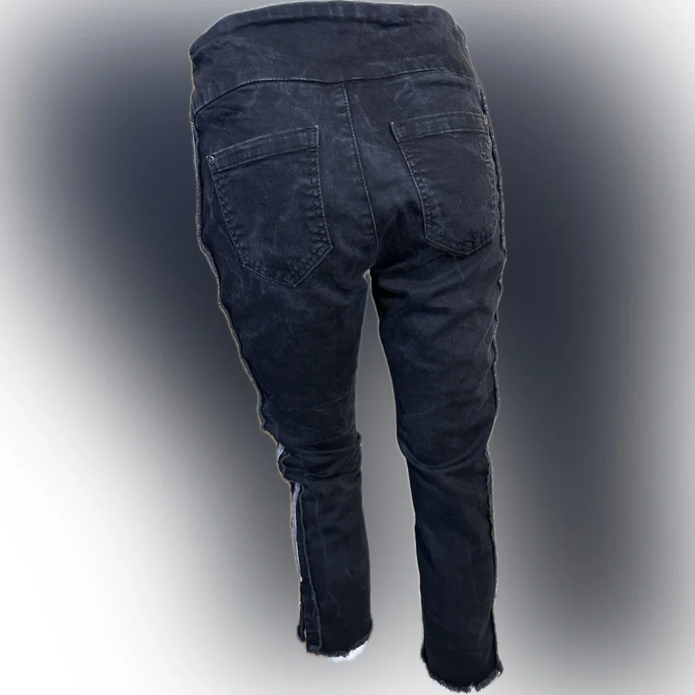 Lisette L Montreal Skinny Ankle Pull On Jeans With Side Ribbon Distressed‎ Style